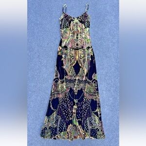 Vintage Christian Lacroix Bazar Vibrant Patterned Velvet Maxi Dress Gown